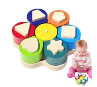 Geometric Shape Sorter - 6.89x6.89x1.57 Inches Matching Block Game, Active learning Wooden Storage Box | Educational Learning Activities For Children kids Developmental Fine Skill Connection Tools