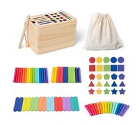 Geometric Shape Sorter - Inspired Stacking Board for Preschool Cognitive Training, Sensory Play | Solid Timber Construction with Bright Color Pieces, Hand Eye Coordination 6.3x4.02x3.94 in