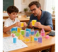 Geometric Shapes - 20-Piece Math Blocks, 3D Perspective Learning, STEM Education Manipulatives, Kindergarten Homeschool Education Tool | Educational Geometry Tool,For Homeschool Kindergarten Kids