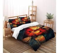 Geometric Shapes Bedding Set 3D Digital Printing Gothic Themes Duvet Cover Set Chic Breathable Comforter Cover Girl Woman with Pillow Double（200x200cm）