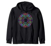 Geometric Shapes Colourful Circle Pattern - Sacred Geometry Zip Hoodie