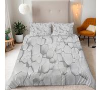 Geometric Shapes Double Duvet Cover Set 3D Printed Abstract Reversible Bedding Set Soft Microfiber Quilt Cover Set 3 PCs Comforter Cover with Zipper Closure and 2 Pillowcases 50x75 cm B-29