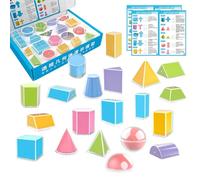Geometric Shapes for Classroom - 20-Piece STEM Educational Tools - 3D Shape Blocks Manipulatives | for Homeschool Kindergarten Education Kids Teacher Students Parents