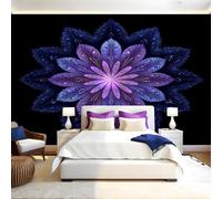 Geometric Shapes Mural Wallpaper Purple Fractal Flowers Photo Wallpaper 3D Effect 200 x 140 cm Non-Woven Wall Mural Home Bedroom Living Room Tv Background Poster Decoration