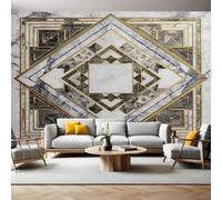 Geometric Shapes Murals Photo Wallpaper Marble Gold Texture Non-Woven Premium Art Print Fleece Wall Mural Poster Picture Design Modern Boy Girl Bedroom Home Decor 350 x 256cm