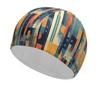 Geometric Shapes Pattern Swim Cap for Women Men,Swimming Cap-Comfortable Flexible,Swim Hat for Long Thick Curly Hair & Braids Hair