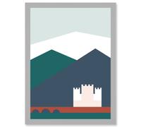 Geometric Shapes Scotland Eilean Donan Castle Kyle Lochalsh Artwork Framed Wall Art Print A4 Artery8 Light Grey One Size
