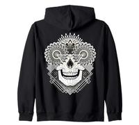 Geometric Skull Blackwork Zip Hoodie
