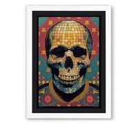 Geometric Skull Geometry Art Deco Framed Wall Art Print A1 (84.1×59.4cm) White, Wall Decor for Living Room, Bedroom, Office & Home, Ready to Hang, Art Gift