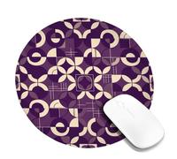 Geometric Small Mouse Pad, Modern Abstract Circles Lines None Violet Round Rubber Washable Portable Mini Desk Mousepad Idea for Home Office Desk Laptop Gamers Gift Round 8x8 Inch
