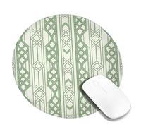Geometric Small Mouse Pad, Modern Minimalistic Diamond Lines N/a Green Round Rubber Smooth Portable Cloth Mousepad Accessories for Office Home Computer Laptop Round 8x8 Inch