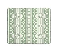 Geometric Small Mouse Pad, Modern Minimalistic Diamond Lines N/a Green Square Rubber Non Slip Stitched Edge Cloth Mousepad Accessories for Office Home Computer Laptop Square 8x10 Inch