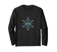Geometric Snowflake Mandala Winter Zen Pattern Minimalist Long Sleeve T-Shirt