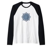 Geometric Snowflake Mandala Winter Zen Pattern Minimalist Raglan Baseball Tee