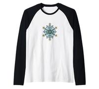 Geometric Snowflake Mandala Winter Zen Pattern Minimalist Raglan Baseball Tee