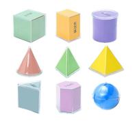 Geometric Solids Blocks - 3D Appearance Area, Classroom Manipulatives for School, Funny Student Supplies, Education Science Gear with Clear Acrylic, Volume Demonstration Device for Measuring