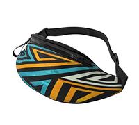 Geometric Space Orange Fanny Pack for Women Men Fashion Waist Bag Red Blue Rainbow Art Belt Bags with Adjustable Strap Casual Bum Bag for Cycling Workout Hiking Traveling Running Sport