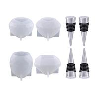 Geometric Spherical Bottle Stopper Resin Molds 5Pcs Wine Bottle Stopper Crystal Epoxy Silicone Mold for Casting Shape Resin Mold
