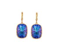 Geometric Square Blue Sapphire Enamel Earrings for Women - 18K Gold Plated Hypoallergenic Brass - Elegant Party & Everyday Stud Earrings