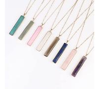 Geometric Square Gemstone Pendant Women's Colorful Natural Stone Necklace Jewelry New