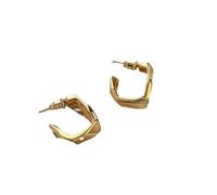 Geometric Square Hoop Earrings for Women, Minimalist Gold Tone Open Hoop Earrings, Textured Chunky Square Statement Earrings, Trendy Delicate Earrings for Daily, Party, Work