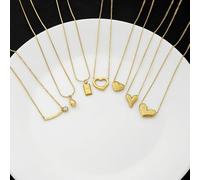 Geometric square necklace for women, and versatile, diamond-studded arc-shaped hollow square heart necklace
