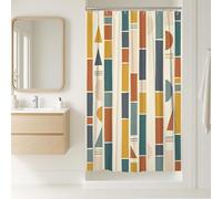 Geometric Stall Shower Curtain, Modern Contemporary Triangles Rectangles None Teal Waterproof Fabric Toile Cloth Shower Curtains for Bathroom Toile Guest Room Decor 36x72 Inch