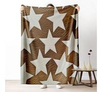 Geometric Star Flannel Blanket Queen Warm Soft, Western Country Blanket 90"x90" Lightweight, Vintage Farmhouse Fleece Blanket Cozy Washable for Bedroom Sofa Camping Travel Child Home Decor