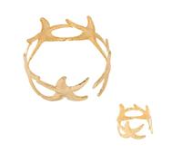 Geometric Starfishes Open Cuff Jewelry Set Daily Wear Hollow Opening Rings Suitable For Fashion Woman Girls Sea Inspired Jewelry