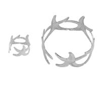Geometric Starfishes Open Cuff Jewelry Set Daily Wear Hollow Opening Rings Suitable For Fashion Woman Girls Sea Inspired Jewelry