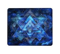 Geometric Starry Sky Mouse Pad, Blue Cosmic Triangle Design, Stylish Home & Office Computer Mat, Non-Slip Washable Gaming Mousepad for All Seasons Square 8x10 Inch