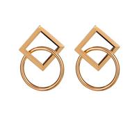 Geometric Statement Chunky Earrings for Women, Gold and Silver Hollow Square Dangle Earrings, Exaggerated Metal Drop Earrings, Modern Fashion Jewelry Gifts, S, Metal, No Gemstone