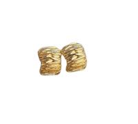 Geometric Statement Earrings for Women with Artistic Metal Texture and 925 Silver Ear Posts, Combining Vintage Influence with Comfortable Wearability (A)