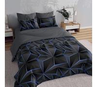 Geometric Stereoscopic Duvet Cover Quadrilateral Honeycomb Theme Bedding Modern Abstract Art Comforter Set for Kid Boys Girls Teens Room Decor 3/4Pcs Blue Black Red (Color 1,Double:200x200cm(3Piece))