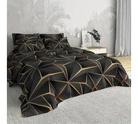 Geometric Stereoscopic Duvet Cover Quadrilateral Honeycomb Theme Bedding Modern Abstract Art Comforter Set for Kid Boys Girls Teens Room Decor 3/4Pcs Blue Black Red (Color 5,Double:200x200cm(4Piece))