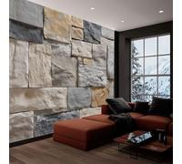 Geometric Stone Wall Wallpaper Mural Aesthetic Photo Wallpaper Modern Wall Murals, Home DIY Decoration for Dorm Living Room Bedroom Decor 450 x 280 cm
