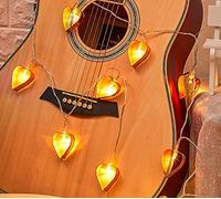 Geometric String Lights, 3M 20LED Metal Fairy String Lights Geometric Rose Gold Metal Fairy Lights Battery Operated Fairy Lights (Heart)