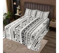 Geometric Stripe Kids Bedspread Double Size,Abstract Square Plaid Grid Patchwork Coverlet Set,Girls Boys Room Decor,Wave Artwork Checkered Quilted Coverlet,Beige Black Bedding Quilt,2 Pillowcases