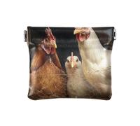 Geometric Stripe Pattern PU Leather Small Coin Purse Convenient Makeup Period Bag for Woman Girl, A chicken coop with hens and roosters, One Size, Modern