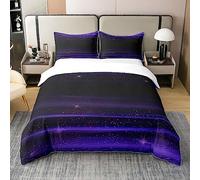 Geometric Stripes 100% Cotton Duvet Cover Single Purple Black Gradient Quilt Cover Watercolor Ombre Bedding Stars Galaxy Modern Comforter Cover with 1 Pillowcase Room Decor Cozy Bed Sets
