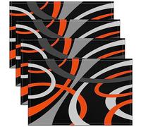 Geometric Stripes Table Place Mats 45X30cm Set of 4 Soft Modern Abstract Art Placemats for Kitchen Dining Table Decoration Indoor Outdoor Black White Orange Grey Stripe Line