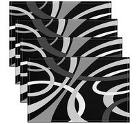 Geometric Stripes Table Place Mats 45X30cm Set of 4 Soft Modern Abstract Art Placemats for Kitchen Dining Table Decoration Indoor Outdoor Black White Grey Stripe Line