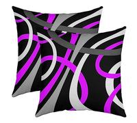 Geometric Stripes Throw Pillow Covers 60x60cm Set of 2 Soft Modern Abstract Art Pillow Cases Cushion Covers Black White Purple Grey Stripe Line Decorative Throw Pillowcases for Sofa Couch Chair