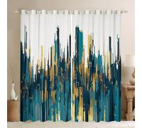 Geometric Stripes Window Curtains Line Abstract Window Drapes,Modern Simple Artwork Chic Style Window Treatments,Kids Boys Girls Room Decor,Grommet Top 2 Panel Set Bedroom Curtains, 46Wx54L inch