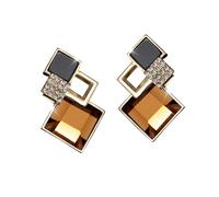 Geometric Stud Earrings for Women, Hypoallergenic Earrings Minimalist Elegant Jewelry for Daily Wear Gift(Brown)