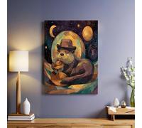Geometric Style Canvas Wall Art Animal little otter Framed Poster 30 x 20 cm Stretched Print Modern Aesthetic Picture Ready to Hang for Lounge Office