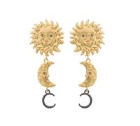 Geometric Sun Moon Alloy Earrings With Fringe Hot Day Beach Sun Moon Ear Studs Ear Jewelry For Women Lightweight Zinc Alloy Tassels Earrings