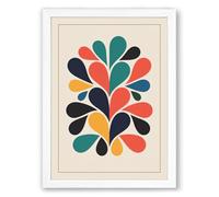Geometric Sunburst Mid-Century Framed Wall Art Print A3 (42×29.7cm) White, Wall Decor for Living Room, Bedroom, Office & Home, Ready to Hang, Art Gift