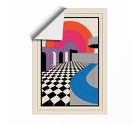 Geometric Sunset City Art Deco Unframed Wall Art Print A2 (59.4×42cm), Wall Decor for Living Room, Bedroom, Office & Home, Art Gift