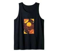 Geometric Sunset Sun Waves Modern Abstract Bold Wall Art Tank Top